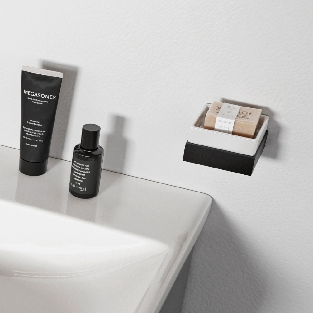 Product Lifestyle image of the Abacus Pure Matt Black Soap Dish & Holder